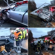 Řidič na dálnici smetl vozidlo silničářů