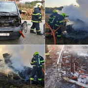 Shořelé auto i ohořelá dodávka