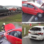 Střet tří vozů na dálnici