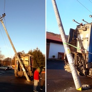 Řidič popelářského vozu přehlédl sloup elektrického vedení
