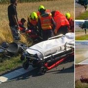 Kamion vytlačil motorkáře a ujel od nehody - Celé video!