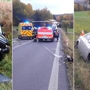 Řidič přehlédl odstavené auto a doslova ho vystřelil mimo silnici