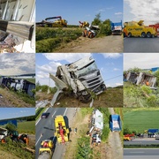 Převrácený kamion plný jogurtů blokoval dopravu na dálnici D5